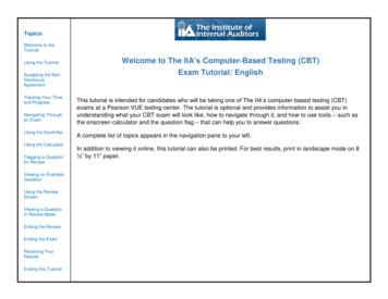 Welcome To The IIA's Computer-Based Testing (CBT) Exam Tutorial: English