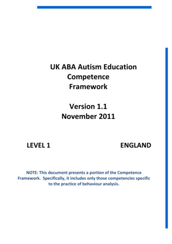 UK ABA Autism Education Competence Framework - Jigsaw School