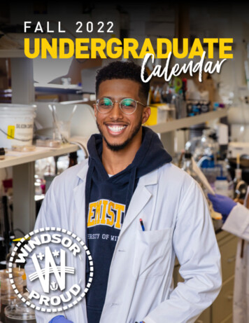 Undergraduate Calendar - University Of Windsor
