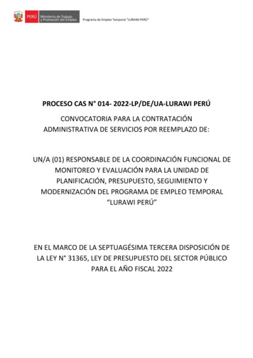 Proceso Cas N 014- 2022-lp/De/Ua-lurawi Perú