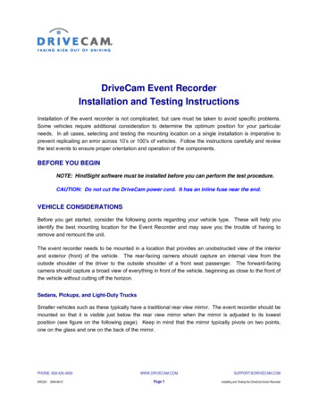 DriveCam Event Recorder Installation And Testing Instructions - FCC ID