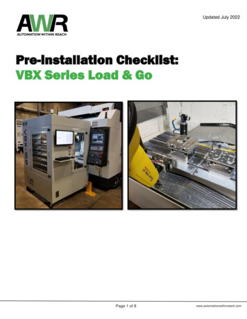 Pre-installation Checklist: VBX Series Load & Go