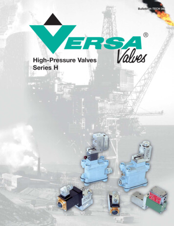 High-Pressure Valves Series H - Versa Products