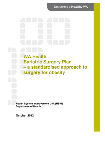 WA Health Bariatric Surgery Plan - Department Of Health