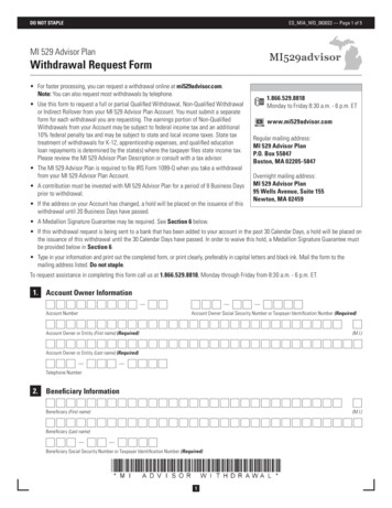 MI 529 Advisor Plan Withdrawal Request Form
