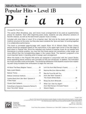 Alfred’s Basic Piano Library Popular Hits Level 1B P I An O