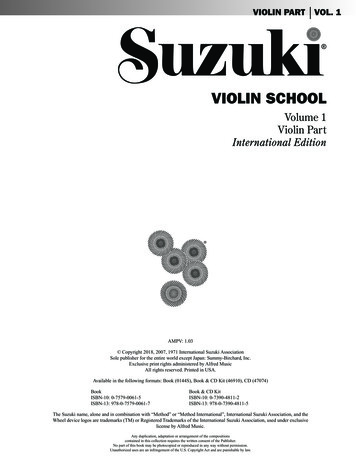 Volume 1 Violin Part International Edition