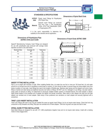 STANDARDS & SPECIFICATIONS Dimensions Of Spiral Barb Ends .
