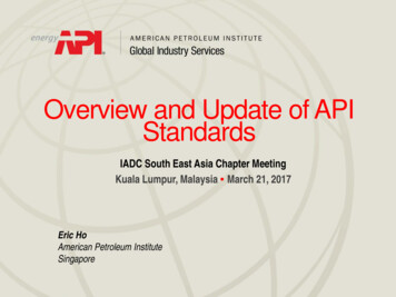 Overview And Update Of API Standards - IADC