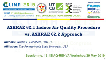 ASHRAE 62.1 Indoor Air Quality Procedure Vs. ASHRAE 62.2 .