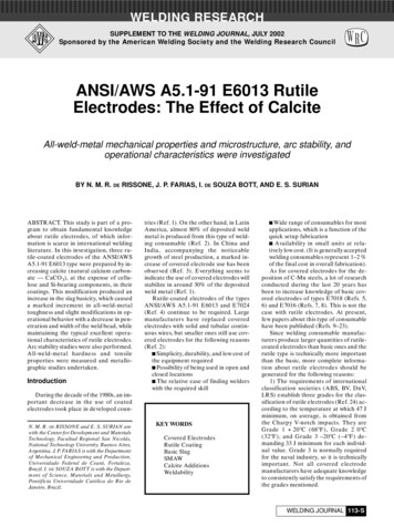 ANSI/AWS A5.1-91 E6013 Rutile Electrodes: The Effect Of .