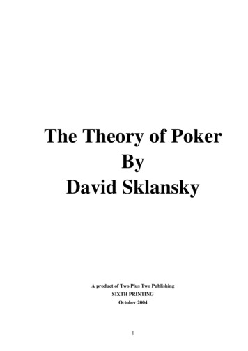 The Theory Of Poker By David Sklansky - Dompokera.ru
