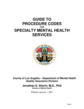 GUIDE TO PROCEDURE CODES - Los Angeles County, California
