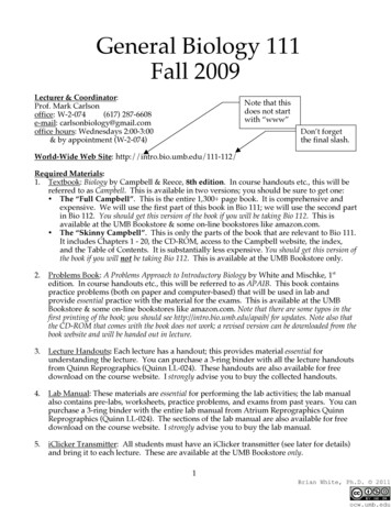 General Biology 111 Fall 2009 - UMass Boston OpenCourseware