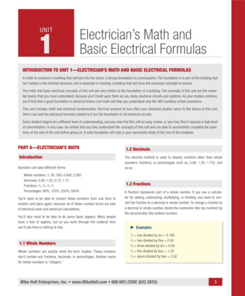 INTRODUCTION TO UNIT 1—ELECTRICIAN’S MATH AND BASIC .