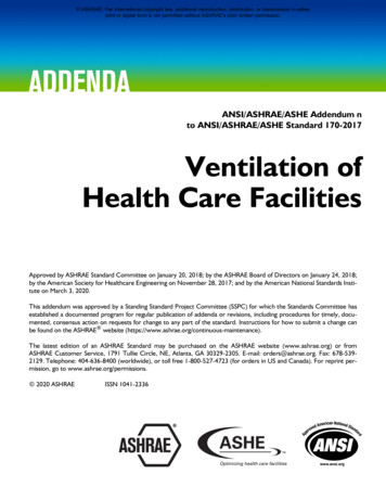 Ventilation Of Health Care Facilities - ASHRAE