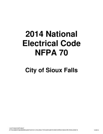 2014 National Electrical Code NFPA 70 - Sioux Falls