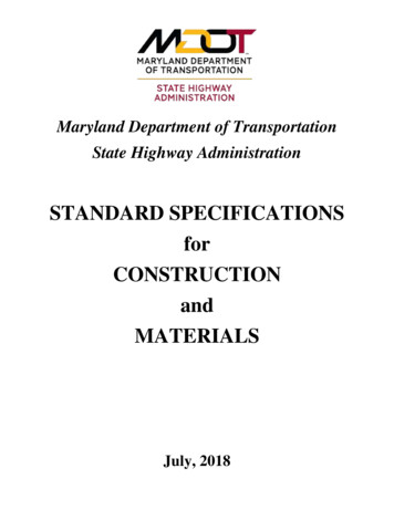 STANDARD SPECIFICATIONS For CONSTRUCTION And MATERIALS