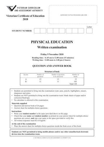 2018 Physical Education Written Examination
