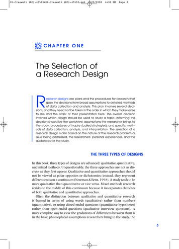 The Selection Of A Research Design - SAGE Pub