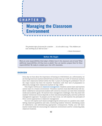 Managing The Classroom Environment - SAGE Pub