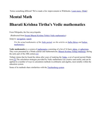 Mental Math Bharati Krishna Tirtha's Vedic Mathematics