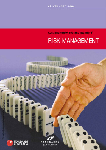 Australian/New Zealand Standard RISK MANAGEMENT