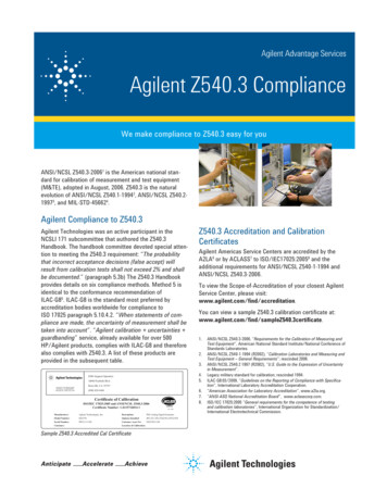 Agilent Advantage Services Agilent Z540.3 Compliance