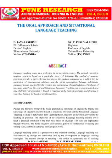 THE ORAL APPROACH AND SITUATIONAL LANGUAGE TEACHING