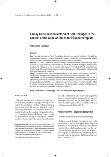 Family Constellation Method Of Bert Hellinger In The .