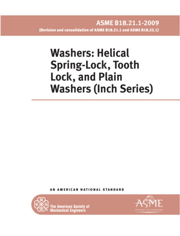 Washers: Helical Spring-Lock, Tooth Lock, And Plain .