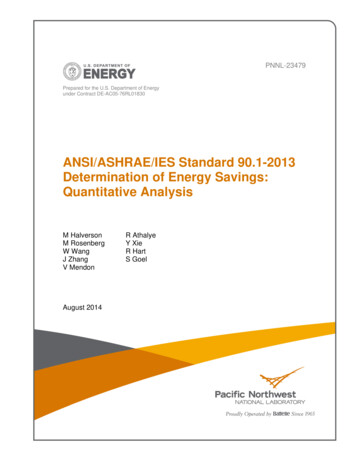 ANSI/ASHRAE/IES Standard 90.1-2013 Determination Of Energy .