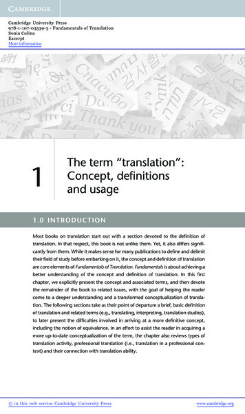 The Term Translation Concept, Definitions And Usage