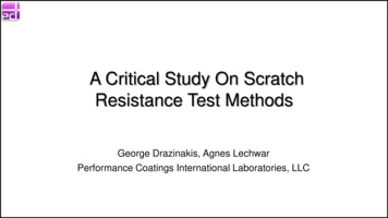 A Critical Study On Scratch Resistance Test Methods