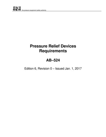 Pressure Relief Devices Requirements - ABSA
