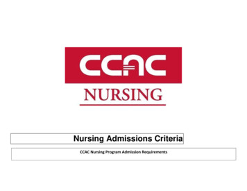 Nursing Admissions Criteria - CCAC