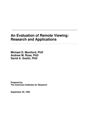 An Evaluation Of Remote Viewing: Research And Applications