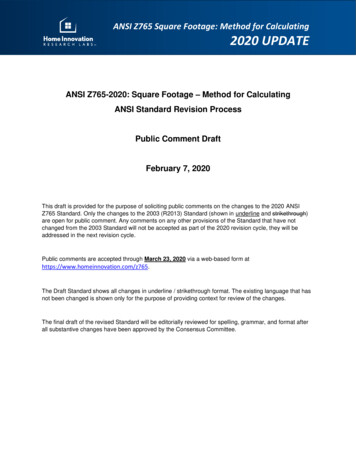 ANSI Z765-2020: Square Footage ANSI Standard Revision .