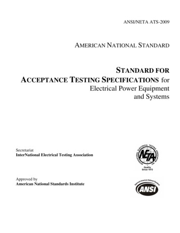 STANDARD FOR ACCEPTANCE TESTING SPECIFICATIONS For .