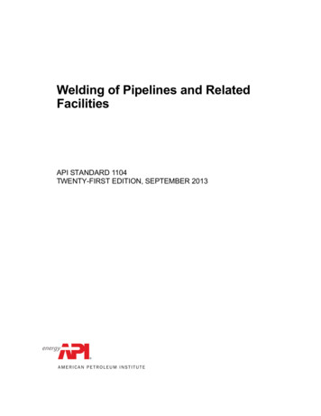 Welding Of Pipelines And Related Facilities