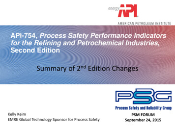 API-754, Process Safety Performance Indicators For The .
