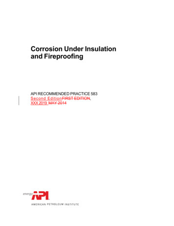 Corrosion Under Insulation And Fireproofing - API Ballots