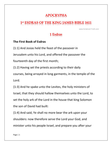 APOCRYPHA 1st ESDRAS OF THE KING JAMES BIBLE 1611