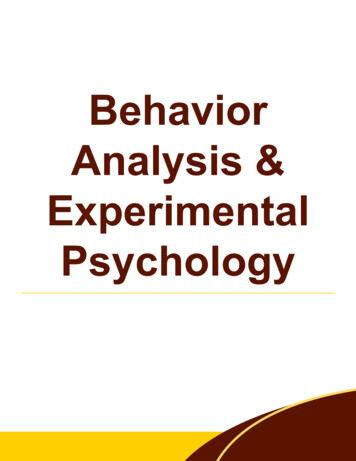 Behavior Analysis & Experimental Psychology