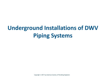 Underground Installations Of DWV Piping Systems