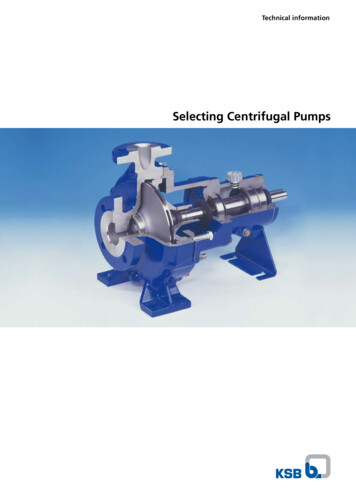 Selecting Centrifugal Pumps - KSB