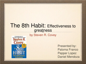 The 8th Habit: Effectiveness To Greatness - Semantic Scholar