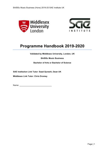 Programme Handbook 2019 2020 - SAE Institute