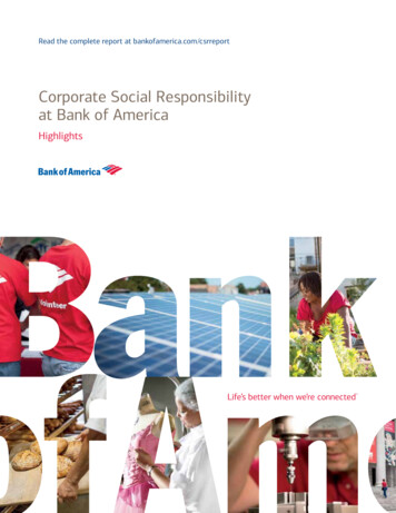 Corporate Social Responsibility At Bank Of America Highlights