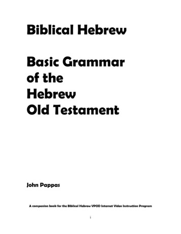 Biblical Hebrew Basic Grammar Of The Hebrew Old Testament
